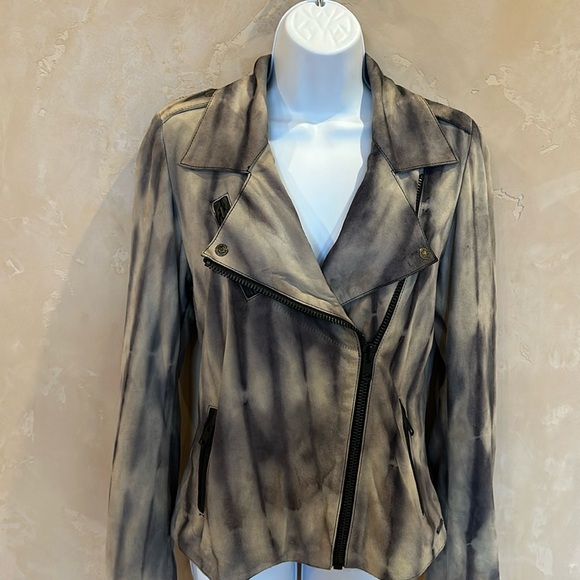 NWT Maison Scotch Tie-Dye leather jacket Euro size 2 - Picture 1 of 16